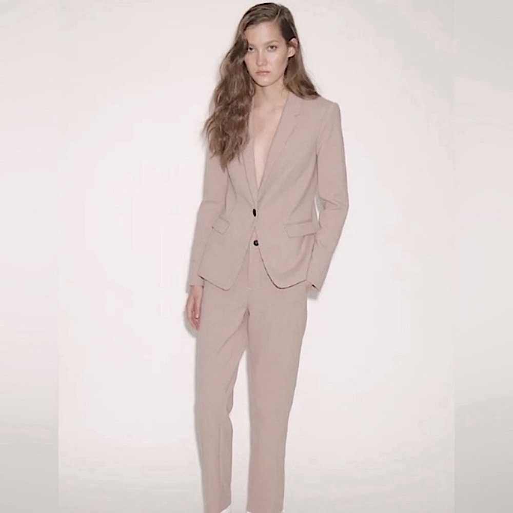 rag & bone WOOL BLEND STRAIGHT LEG CROPPED ANKLE PANTS Antique Rose 4